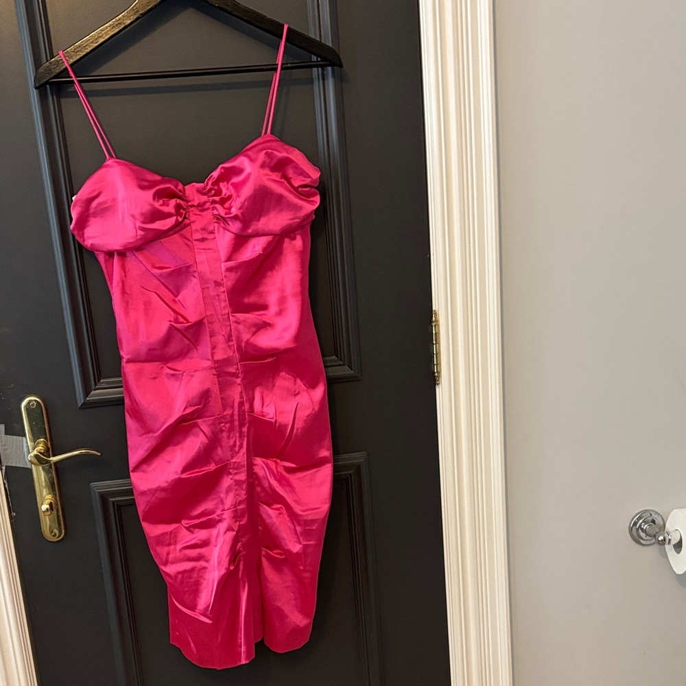 Chic Fuchsia Satin Cocktail Dress